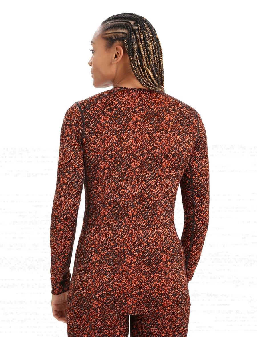 Base Layers Icebreaker Merino 200 Oasis Long Sleeve Crewe Lichen Femme Noir Rose | FR 1826EBCX